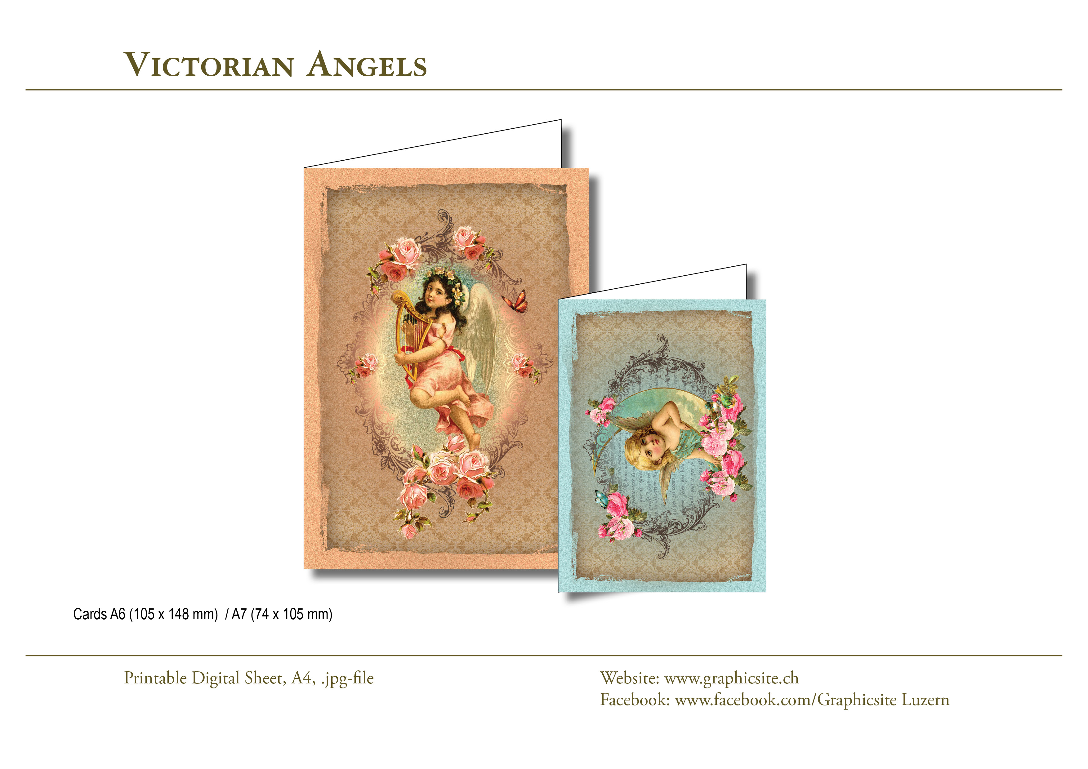 Karten selber basteln - DIN A-Formate - Viktorianische Engel